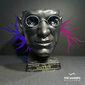 Morpheus Head Sculpture – Neo Reflection with Red & Blue Pill