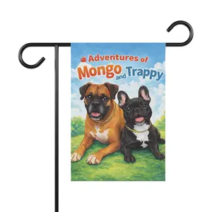 Garden Flag - "Adventures of Mongo and Trappy" Dog Welcome Banner