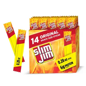 Slim Jim Smoked Meat Sticks, Original Flavor, 6g Protein Per Serving, Snack Size, Halloween Snack, 0.28 oz. (14 Count)