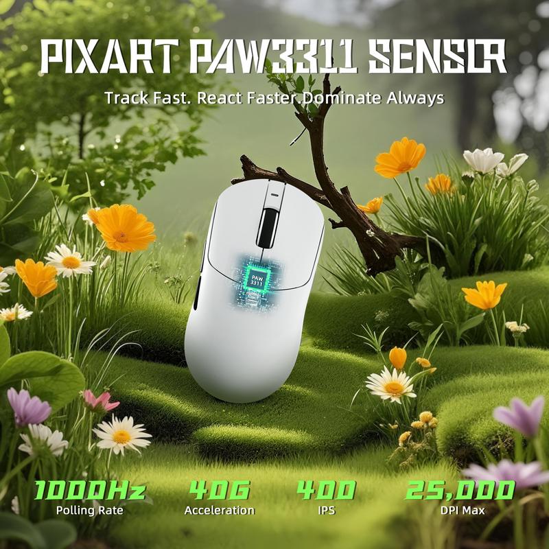 ATTACK SHARK X8SE Wireless Gaming Mouse,Adjustable 25K DPI PAW3311 Optical Sensor,Ergonomic 59g Lightweight,Triple Modes 2.4G/BT/USB-C,500mAH Battery,5 Programmable Buttons for PC/Mac ATTACK SHARK X8SE Wireless Gaming Mouse,Adjustable 25K DPI PAW3311 Optical Sensor,Ergonomic 59g Lightweight,Triple Modes 2.4G/BT/USB-C,500mAH Battery,5 Programmable Buttons for PC/Mac