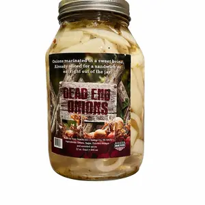 Dead End Onions are a special blend of sweet onions and spices to achieve that awesome pickle flavor