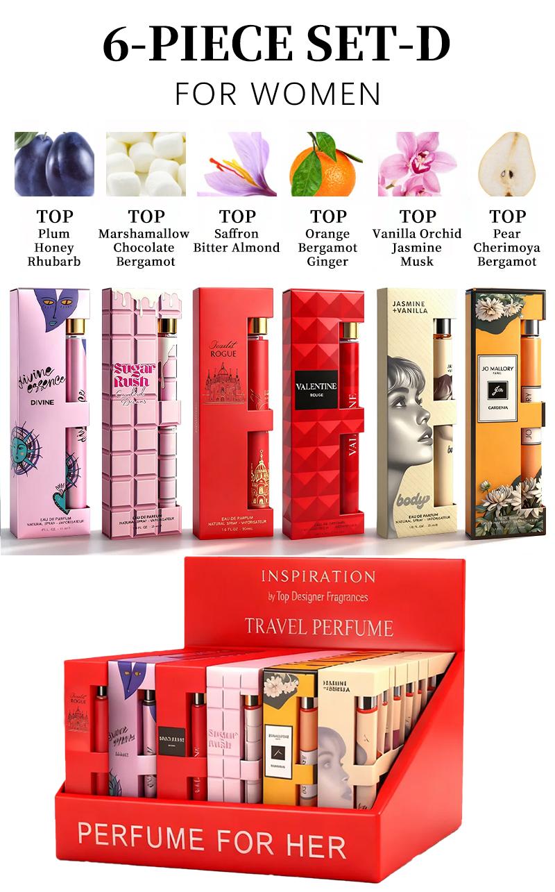 6-Piece Set Men's Eau De Toilette Fragrance，Cologne For Men，Travel Size Perfume，Long-Lasting ，6 Different Scents，Perfect For Dating, Daily Life, Parties, Gift Giving，1.18 fl oz/35 ml Each Bottle