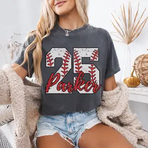 Custom Baseball Name and Number T-shirt Comfort Colors Baseball Mama Shirt, Baseball Personalized Baseball Tee, ball Aunt Tee, Baseball Dad