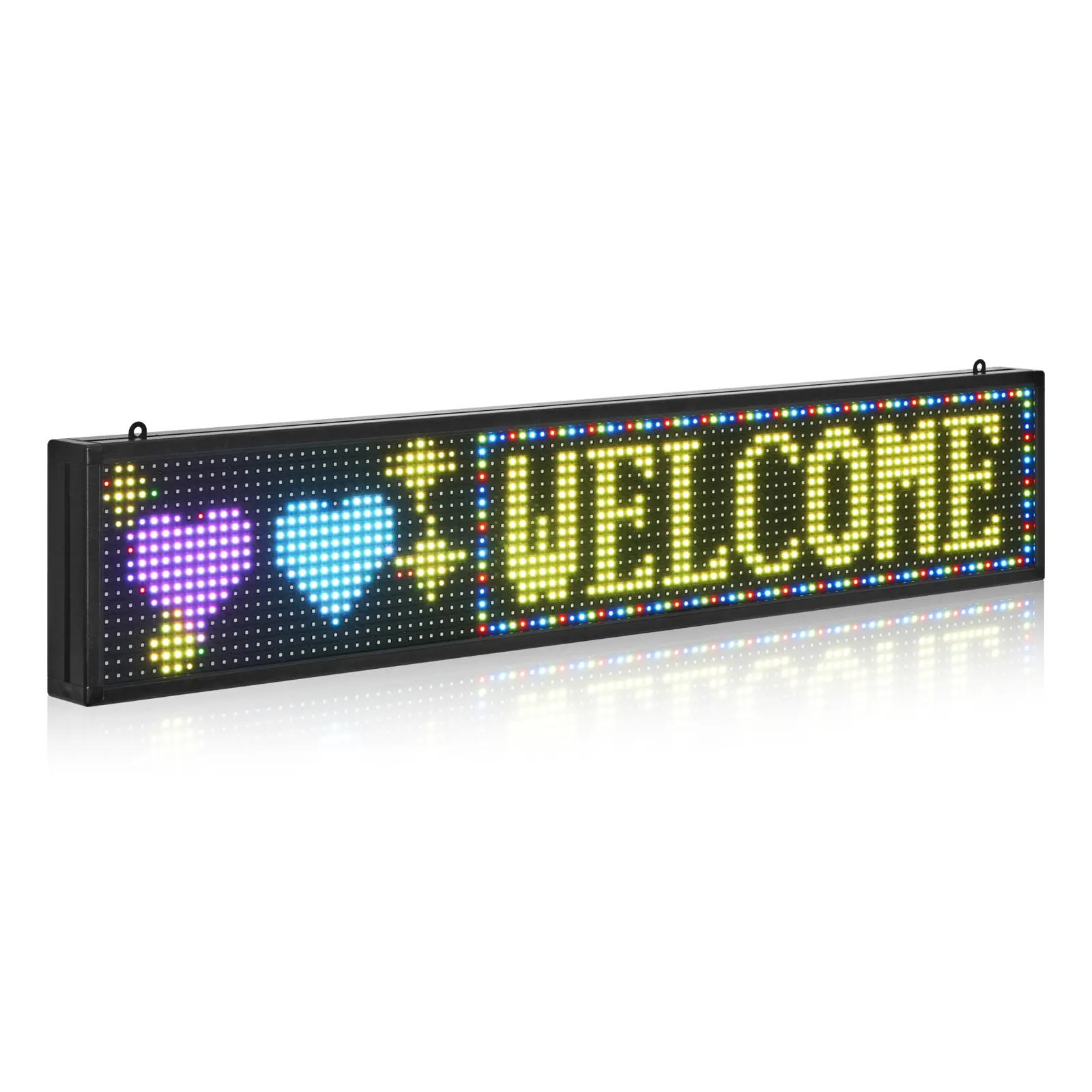 VEVOR Programmable P10 Full Color Flexible LED Sign Panel, Bluetooth APP Control Digital Scrolling Board with Aluminum Frame, Outdoor Wall Mount, DIY Custom Text Pattern GIF Support, 40x8 in Store Business Advertising Sign, Flexible Panel