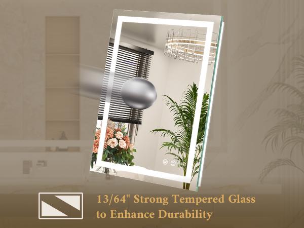 TETOTE LED Bathroom Mirror with Front & Back Lights, Stepless Dimming, 3 Light Colors, Anti-Fog & Smart Memory, Shatterproof Tempered Glass, Plug-in/Hardwired