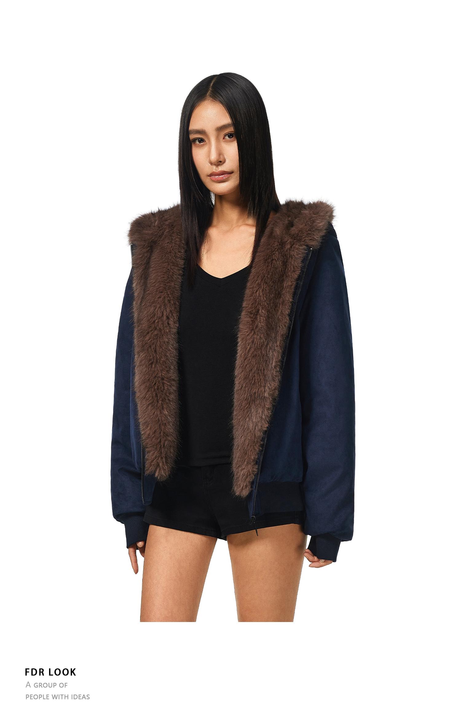 FDR Oversized Faux Suede Cozy Jacket with Cat Ears & Leopard Print Soft Warm Faux Fur Lining Unisex  Womenswear Sweatshirts Fall Fashion Coat Winter Outfits