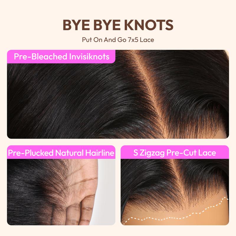 UNice Glueless Yaki Straight Short Bob Wig with Drawstring Pre-cut 7x5 HD Lace Human Hair Wigs with Bleached Knots Beginner Friendly Natural Hairline