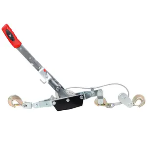 4-ton manual winch tractor, dual gears, 3 hooks, 12 foot steel cable, powerful steel cable tractor with dual gear ratchet system for easy manual traction