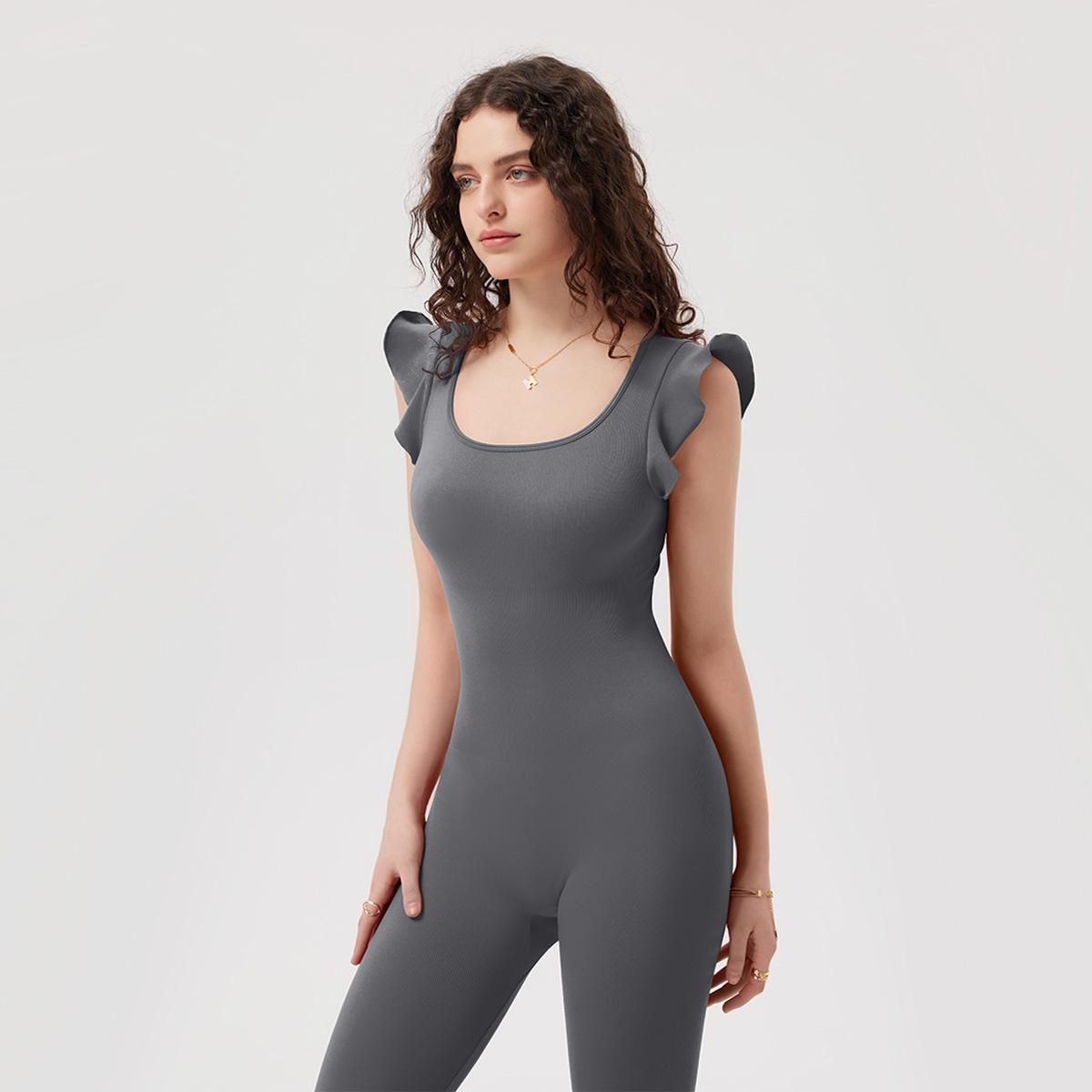 OQQ Jumpsuits For Women Ribbed Square Neck Ruffles Sleeveless Flare Long Pants Stretchy Soft Party Jumpsuits Womenswear Lady Comfort Bridal Basic SpringStatements OQQ Jumpsuits For Women Ribbed Square Neck Ruffles Sleeveless Flare Long Pants Stretchy Soft Party Jumpsuits Womenswear Lady Comfort Bridal Basic SpringStatements