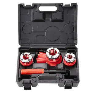 Ratchet Pipe Threader Kit, 1/2" NPT, 3/4" NPT, 1" NPT Manual Ratcheting Pipe Threader, Portable Pipe Threading Tool Set with 3PCS NPT Dies, Storage Case for Galvanized Aluminum Iron Copper Pipes