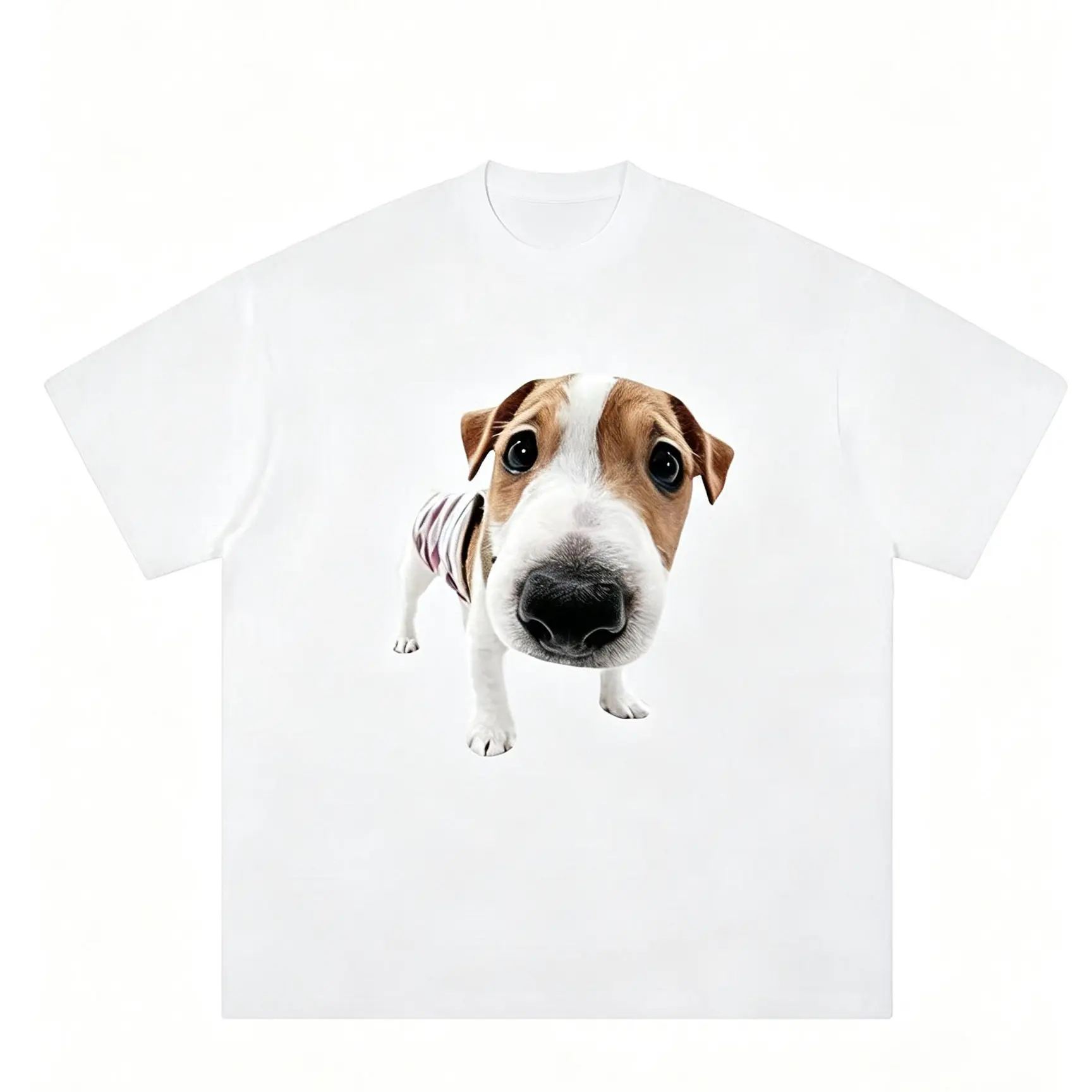 Men's Casual Round Neck Jack Russell Puppy Graphic Print T-Shirt - Unisex Oversized Normal Type Cotton Short-Sleeve, Machine Washable, Long-Lasting Inks Dog Lover Tops