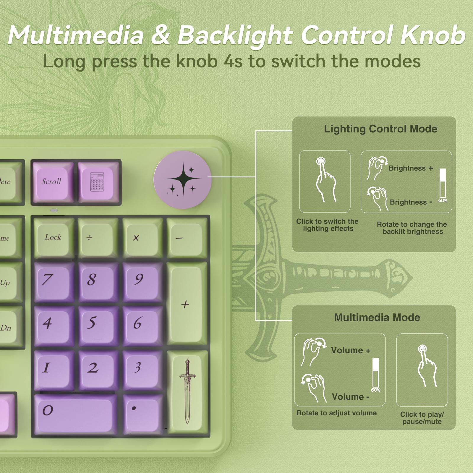 [AULA × Jesnerdingout Co-Designed] Fae Blade F99 Pro Wireless Mechanical Keyboard, 99% Layout, Tri-Mode Connectivity, Hot-Swappable, With Knob Control, RGB Backlight