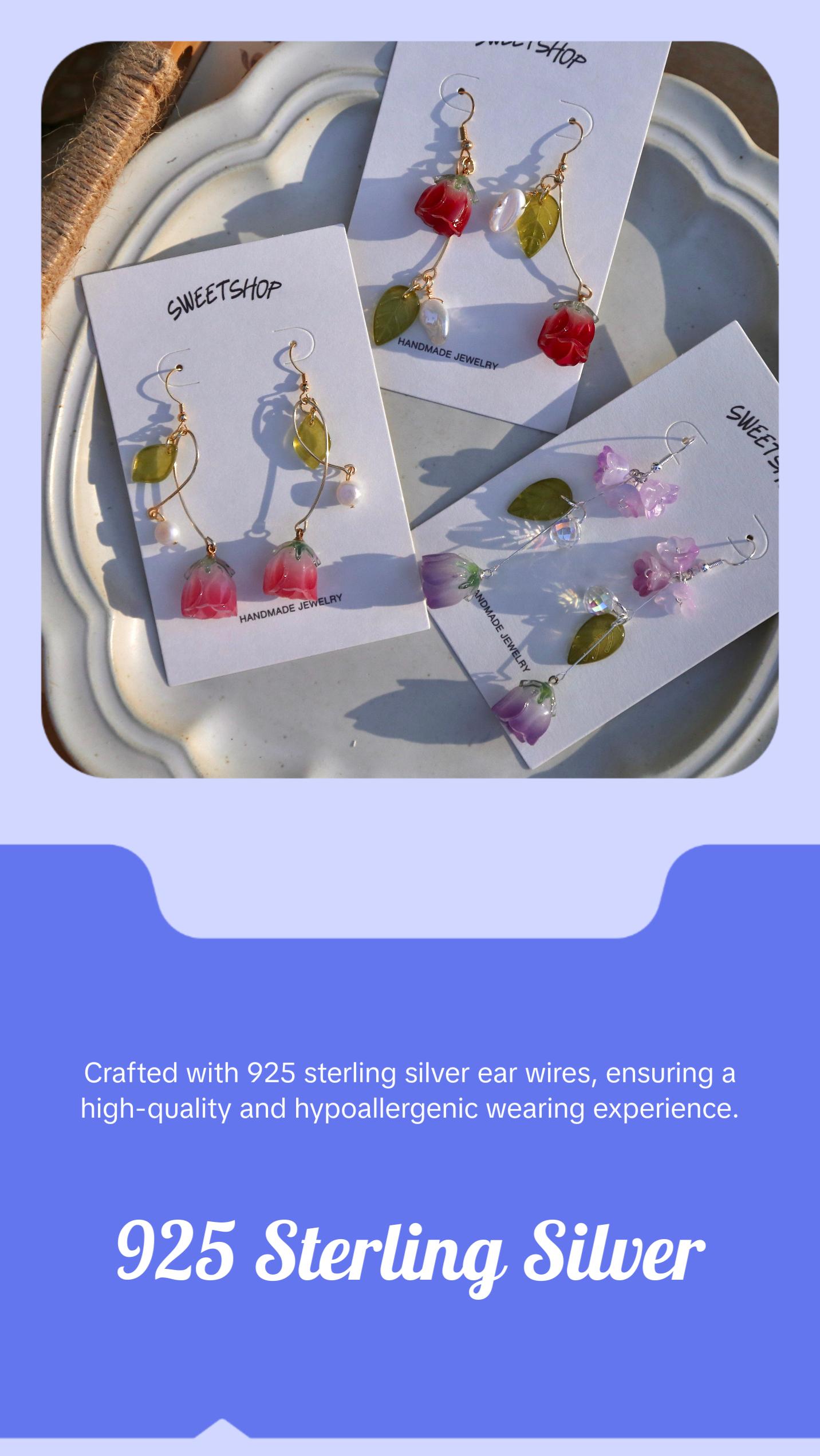 Purple Rose Earrings