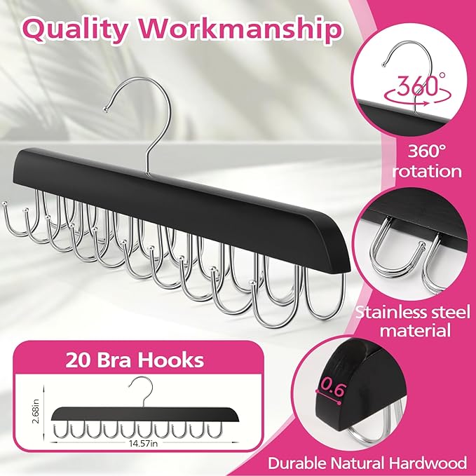 20-Hook Foldable Bra & Tank Top Hanger, Stainless Steel Metal Adjustable Closet Organizer, Room Accessories Space Saver for Closet Storage [New Deal]