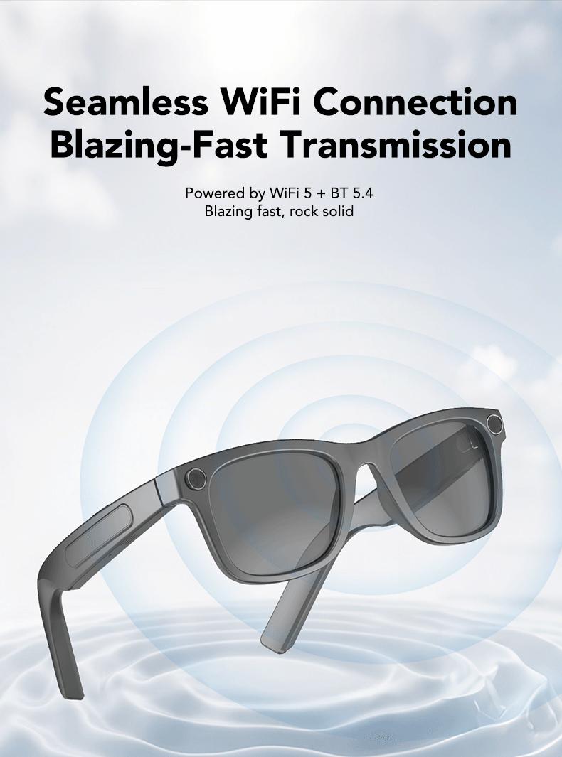 Smart AI Camera Glasses with 8MP Photochromic Lenses ,Button Touch Adjustment for Travel Outdoor Adventures Hands-Free Photography 160+Languages Real-Time Translation Bluetooth Wireless Wearable Video Recording UV Protection ,Black Friday & Cyber Monday