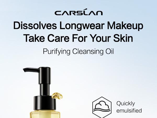 CARSLAN Purifying Cleansing Oil, Gentle Oil Cleanser with Olea Europaea and Vitamin E for Face, Lightweight Makeup Removing Cleansing Oil, 4.06 fl oz