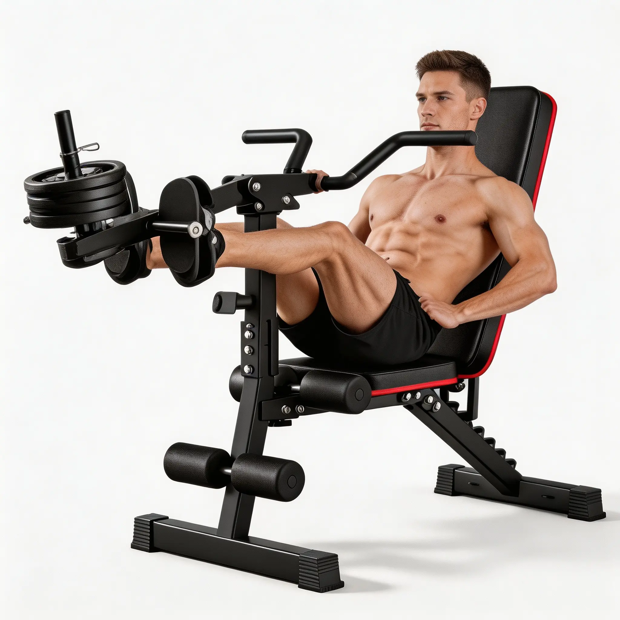 SAYGOGO Adjustable 2-in-1 Weight Bench - Leg Kick, Back Pull-Down Functions, Compact for Home Gym, Apartment Use