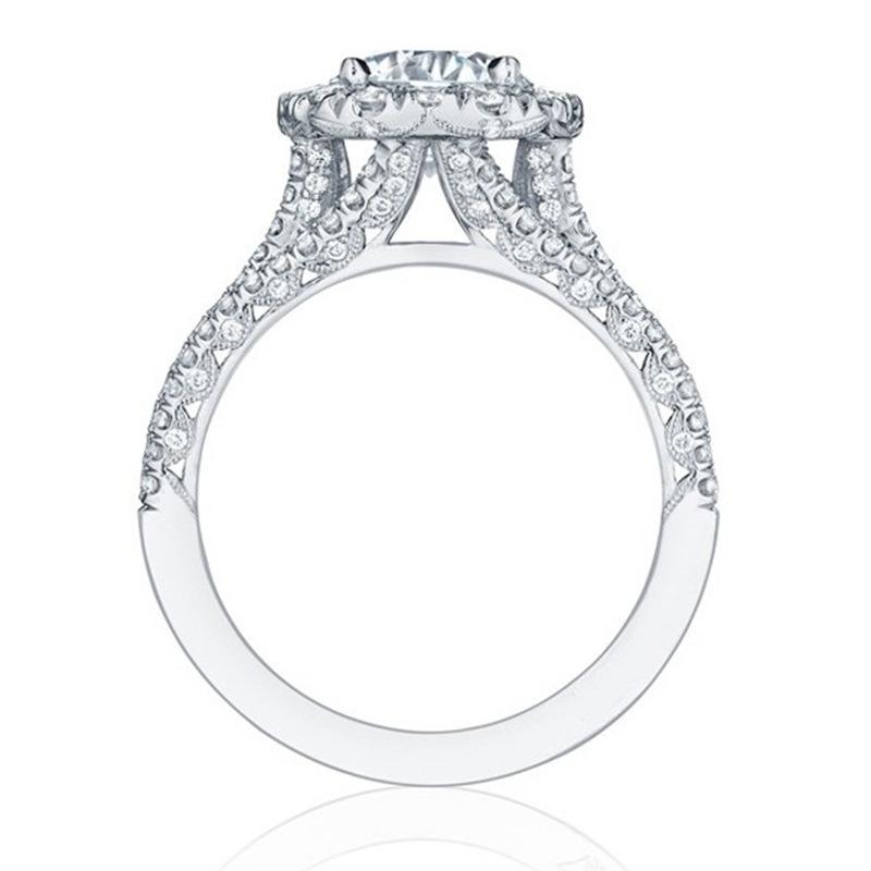 JJ CHIC Full Pavé Ring, Three-Row Design, Elegant Jewelry for Women Statement Piece Sparkling Stones Premium Material