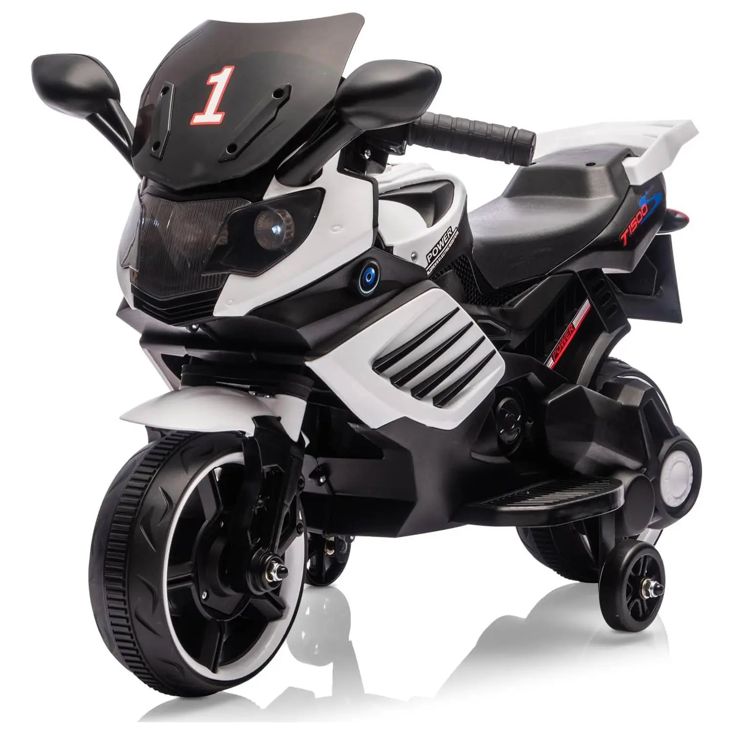 6V Unisex Toddler Motorcycle Ride-On Toy with Training Wheels, Electric Bike for 3-6 Years Olds, 4-6 Years Kids, Headlight, Horn, Lights & Sound, Birthday Gift