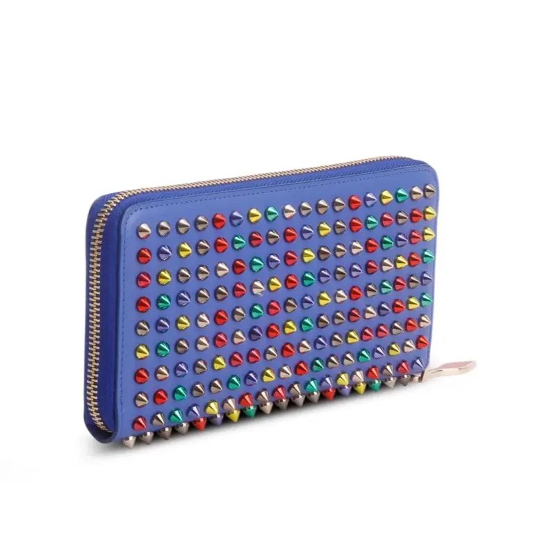 Pre-owned christian louboutin leather Small Leather Goods Panettone Spiked Long Wallet