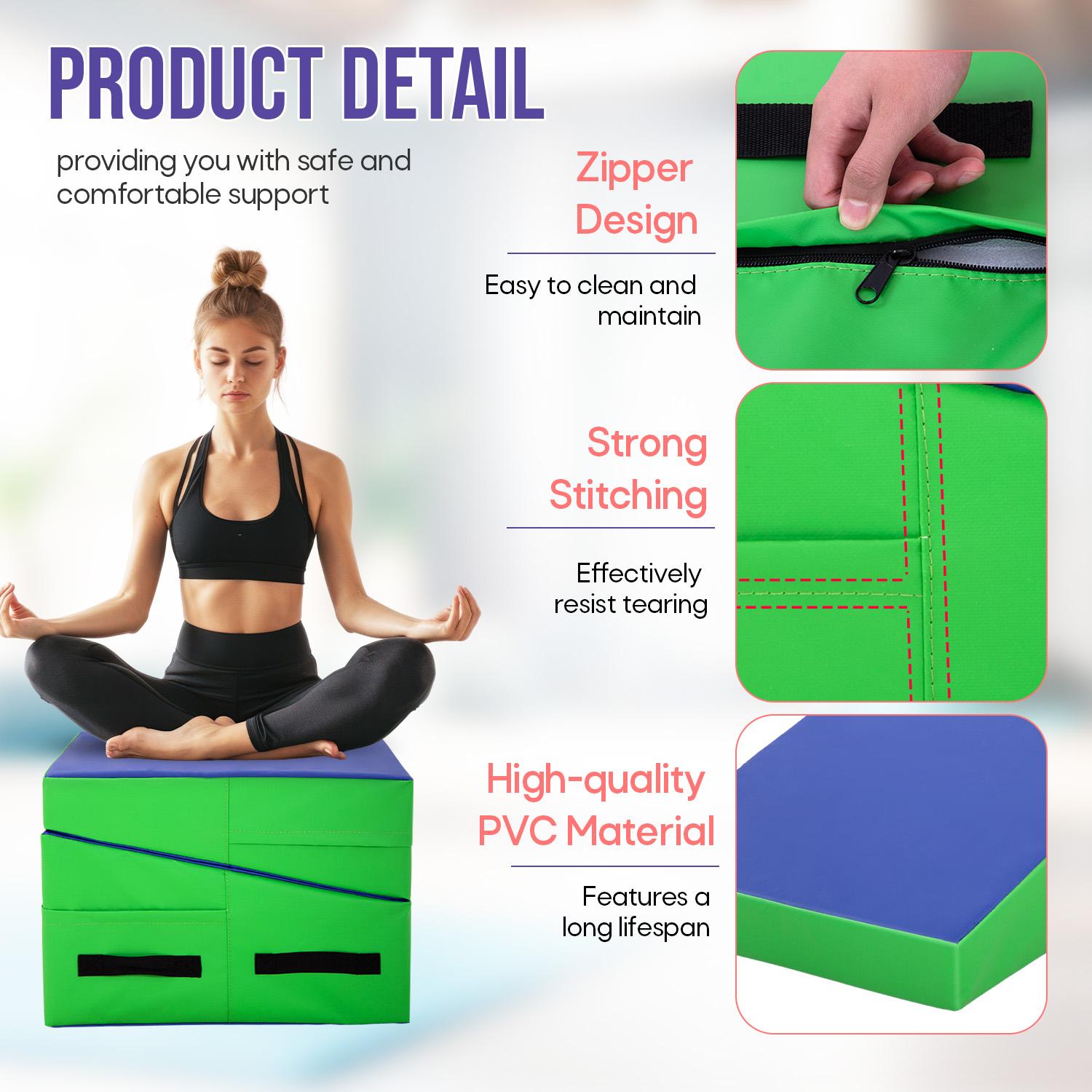 BestOffice Gymnastics Tumbling Mats Incline Tumbling Mat Folding Gymnastic Tumbling Mat 48"x24" lnch Indoor/Outdoor Exercise Mat Home Gym Yoga Mat with Gym Floor Mats Training Mats