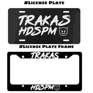 Trakas HDSPM Black White License Plate and License Plate Frame, Car Truck Decor, Car Accessories, made in USA