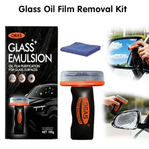 1/2/3 PACK Handheld Glass Oil Film Remover for Car Windshields and Windows, Fast Cleaning, Roll-On Glass Compound with Cleaning Board, Removes Oil Film & Smudges, Improve Windshield Clarity for Safe Driving, Car Accessories