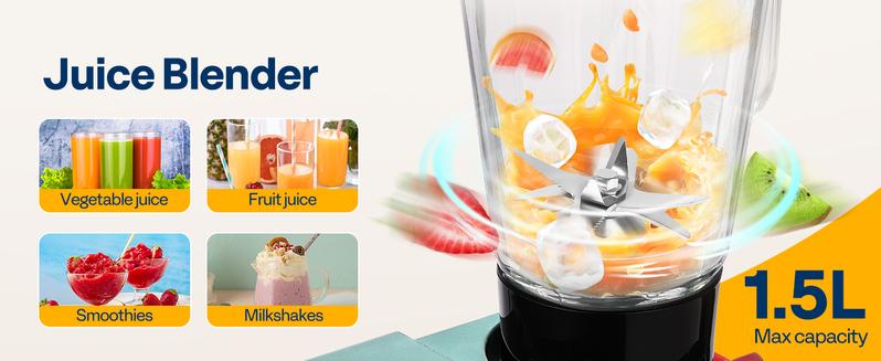 VIVOHOME Multifunctional Stand Mixer, Kitchen Electric Blender, Household Food Mixer for Baking, Bread, and Cakes, with Dough Hook, Beater, Whisk, and Splash Guard