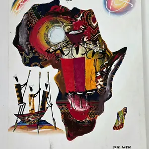 Original African Art Painting Africa Map Tribal Cultural Canvas Art Mixed Media