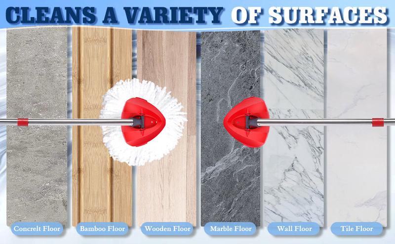 Spin Mop Head Replacements  & Shower Floor Scrubber (No Bucket), Compatible with Ocedar EasyWring 1-Tank System, Microfiber Spin Mop Refills Head, Cleaning All Floor, Easy Cleaning Easy to replace Machine Washable