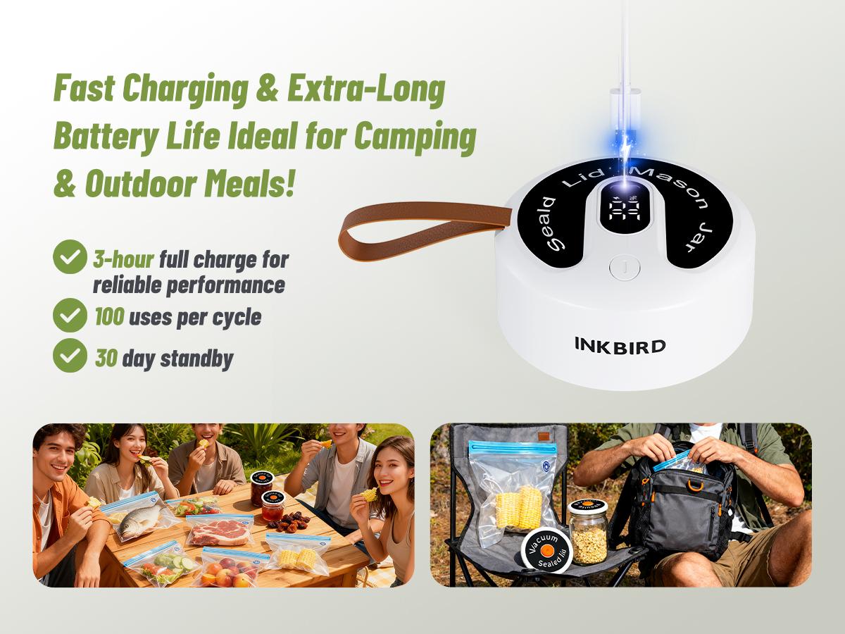 INKBIRD Compact Vacuum Sealer Handheld Portable with 60Kpa Suction USB Rechargeable-Spring glow up