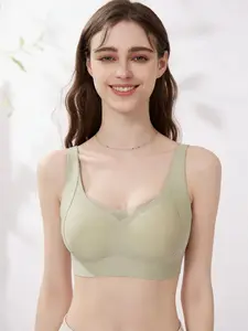 Wireless Push Up Bra for Women – Seamless Gathering Padded Bra with Natural Cleavage Lift, Soft Cup Comfort Adjustable