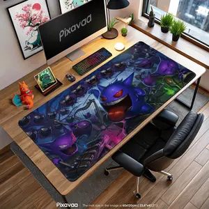 Haunted Concert Mouse Pad - Ghost Art with Haunter & Gastly, Dark Anime Gaming Desk Mat, Spooky Fan Gift