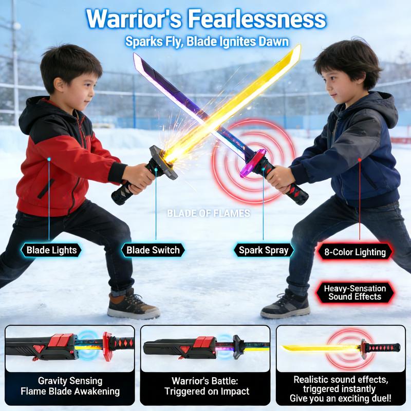 Boy's LED Lightsaber Toy Cyberpunk Katana - 23.6-inch Glowing Prop, Perfect for Roleplay, Carnival Parties & Festivals, RGB Lighting, Durable Collectible, In-Stock in the USA, Recommended Children's Birthday Gift fog eight-color streaming light effect