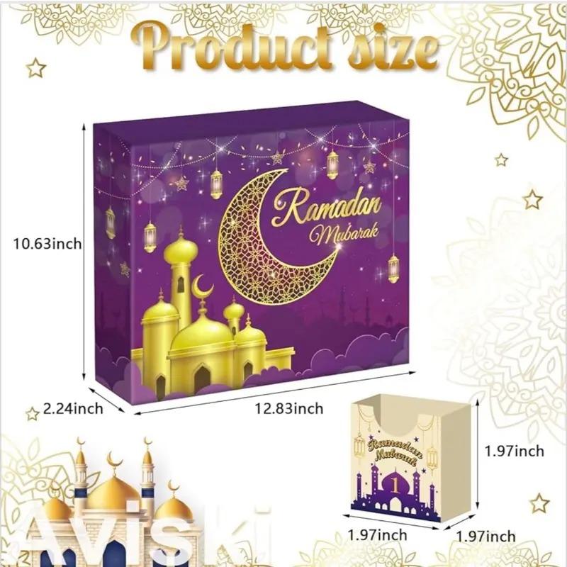 Crepe paperboard Ramadan advent calendar with 30 drawers for family decor, empty DIY set, gifts for Kids & Family, Ramadan gifts