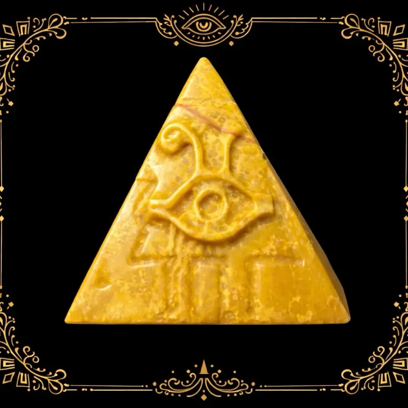 Yellow Calcite Pyramid – Eye of Protection | Hand-Carved Collector Stone crystals crystal decor