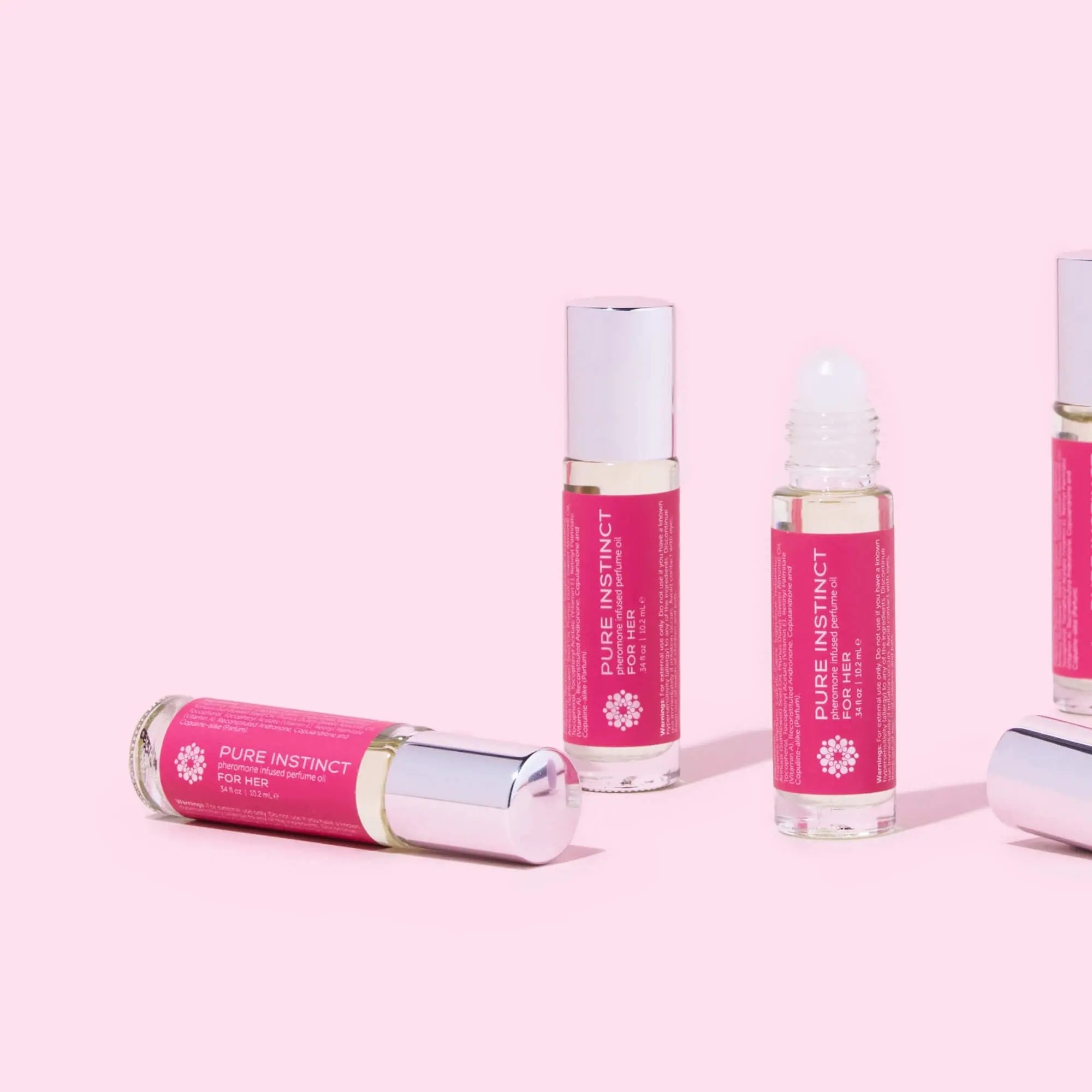 Pure Instinct FOR HER Roll-On Pheromone Perfumes for Women - Floral Bergamot, Jasmine, Aromatic Sweet Scent, Citrus Notes, Skin pH-Blending, Silky, Long-Lasting, 0.34 fl oz/10.2ml, TSA Travel Ready, Ideal for Pulse Point Application, Women's Gifts