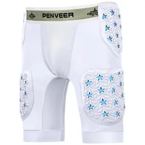 Men's 5-Pad Two Tone Football Girdle with Cup Pocket (White)