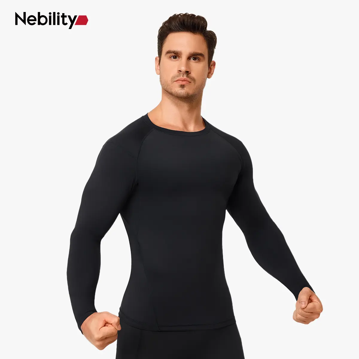 【Clearance】Nebility Men's High Compression Long Sleeves Quick Dry Moisture Wicking Shirts for Fishing Workout Gym UPF SPF Sun Protection T-Shirts with High Elasticity compression shirts，fathersdaygift