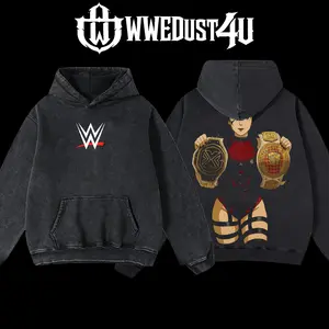 WWEDust4U Retro Vintage Limited Edition Stephanie Vaquer "Double Champion" Anime Style Hoodie 100% Cotton Blend Pre-washed for Softness Classic