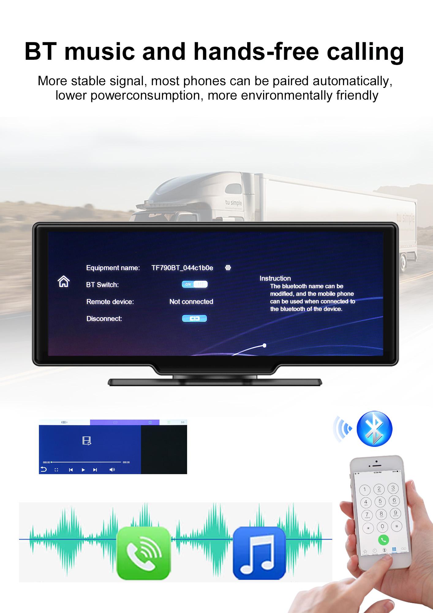 SEALIGHT 10.26" Touchscreen Wireless Apple Carplay & Android Auto Portable Car Stereo  Car Play Navigation with Voice Control, Bluetooth Handsfree Call/Music, AUX/FM Transmitter, Car Radio Receiver for Car RV Truck Pickup