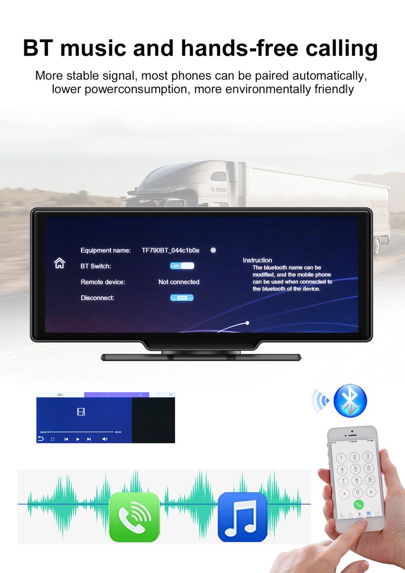 SEALIGHT 10.26" Touchscreen Wireless Apple Carplay & Android Auto Portable Car Stereo  Car Play Navigation with Voice Control, Bluetooth Handsfree Call/Music, AUX/FM Transmitter, Car Radio Receiver for Car RV Truck Pickup