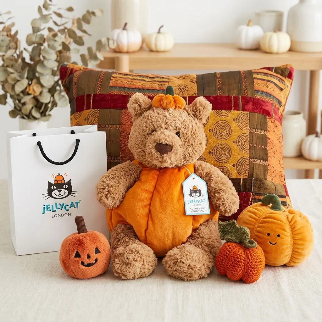Official Jellycat Pumpkin Plush Bear | Ready to Ship from US | Free Jellycat Gift Bag Included