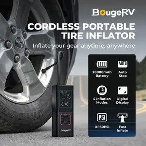 BougeRV Car Wireless Air Compressor,160 PSI Portable Tire Inflator with 20000mAh battery,Multifunctional&Automotive Electric Tire Inflator Pump for Car,Motorcycle,Bicycle,Ball,Car,Car Accessories, Men Gifts