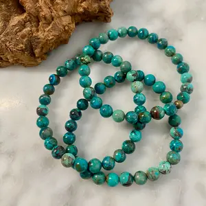 Chrysocolla Natural Crystal Bead Bracelet，Fashionable And Elegant, Unisex, Suitable For Various Occasions, Crystal Bracelet Jewelry