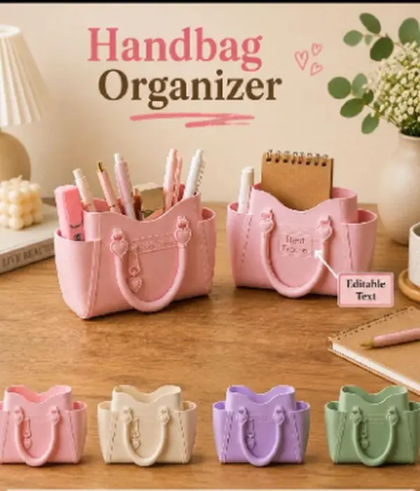 Handbag Desk Organizer & Pen Holder | Multiple Colors | Personalized