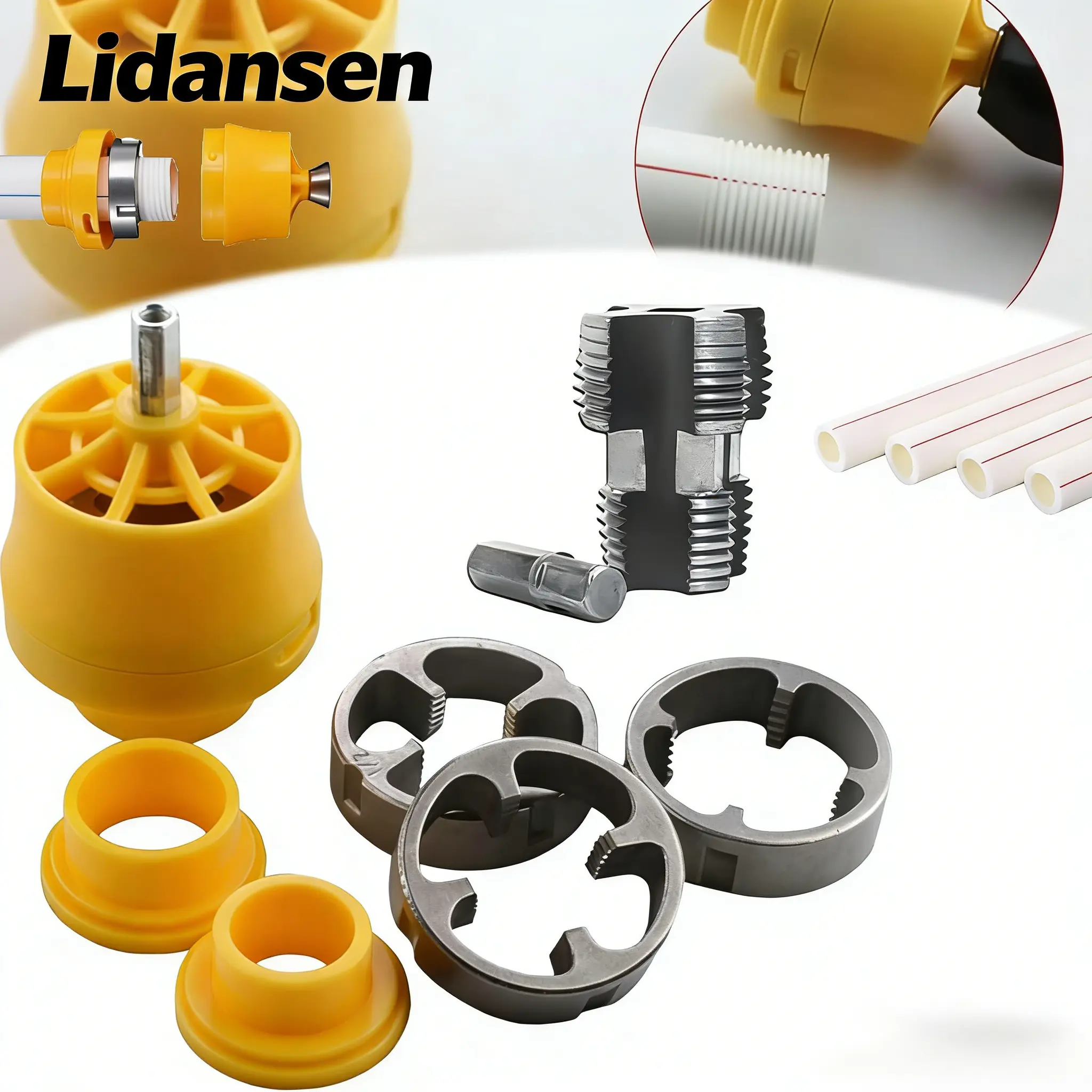Electric Drill-Compatible PVC Pipe Threader Tool Kit Set, Hardware Hand Tools with 3 Die Sizes (1/2" - 3/4" - 1") for Efficient Pipe Thread Cutting
