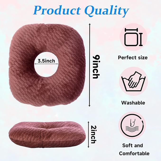 Ear Piercing Pillow for Side Sleepers with an Ear Hole for CNH and Ear Pain Ear Inflammation Pressure Sores, Cotton and Polyester O-Shaped Side Sleeping Pillow, Ear Guard Pillow