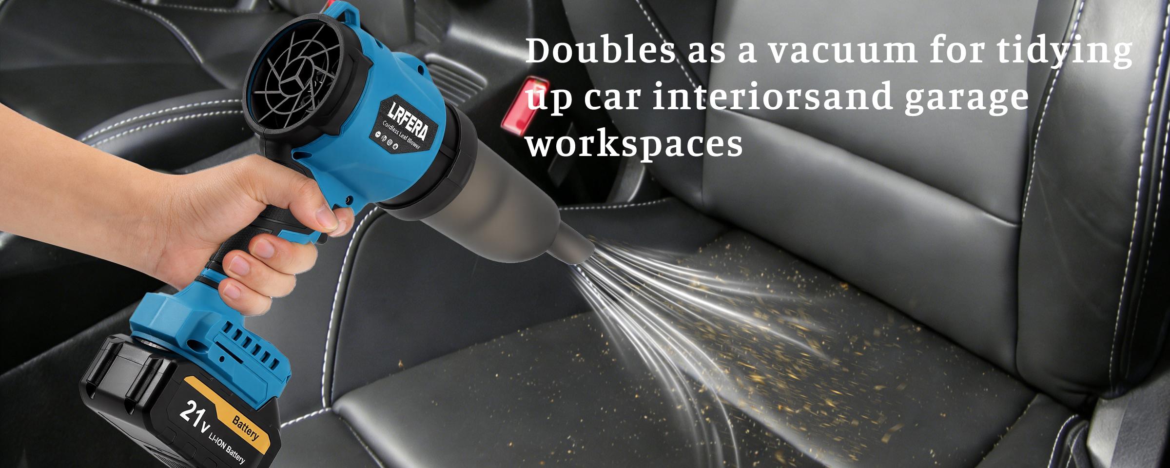 LRFERA Leaf blower and vacuuming two functions with 3speed modes,Leaf Blower Cordless - 21V Powerful Electric Leaf Blower with 2 x 4.0Ah Batteries and Charger, 1200G Wind Pressure Handheld Blower  for Lawn Care,Patio,Dust,Blowing Leaves and car vacuuming