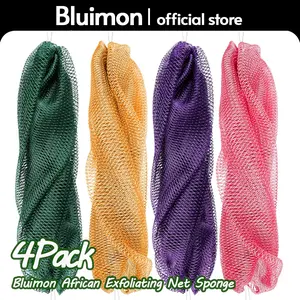BLUIMON African Exfoliating Net Sponge - 100% Nylon, Ethically Sourced, Soft Knots for Radiant Skin, Quick Drying, Ideal for Travel, Sustainable Beauty Tool